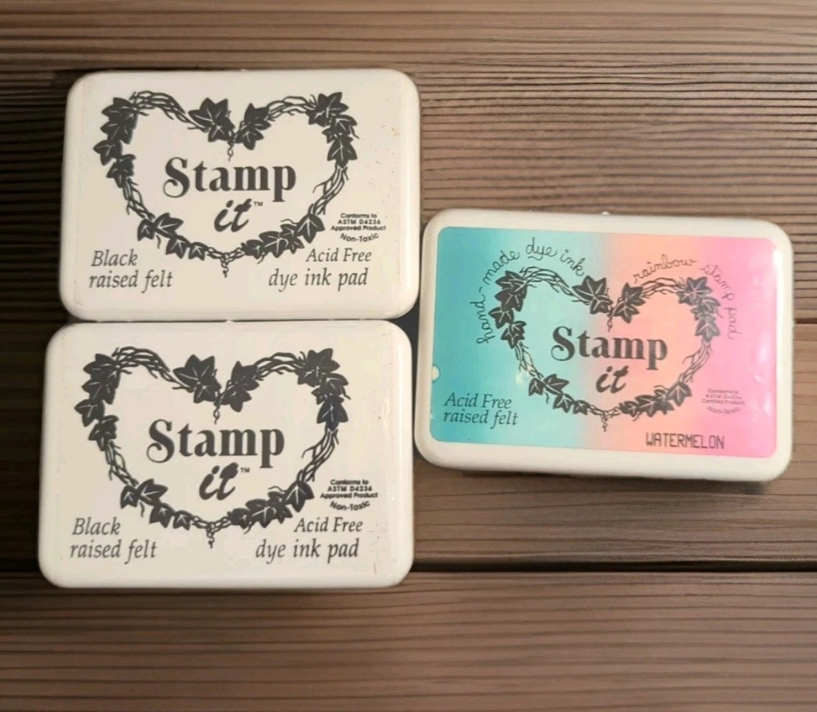 Ranger Stamp It Ink Pads Rainbow Watermelon & Black Lot Of 3