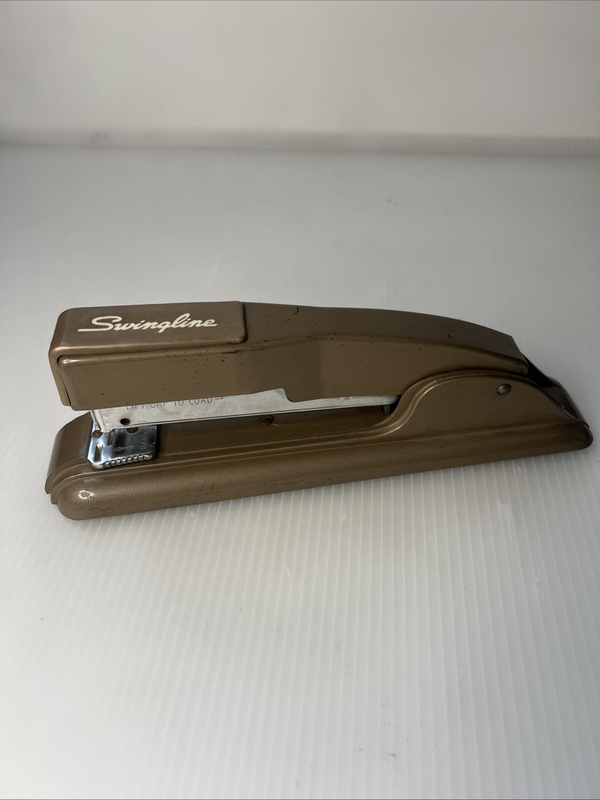 Vintage Swingline Metal Stapler Brown USA Art Deco Mid Century Tested Working