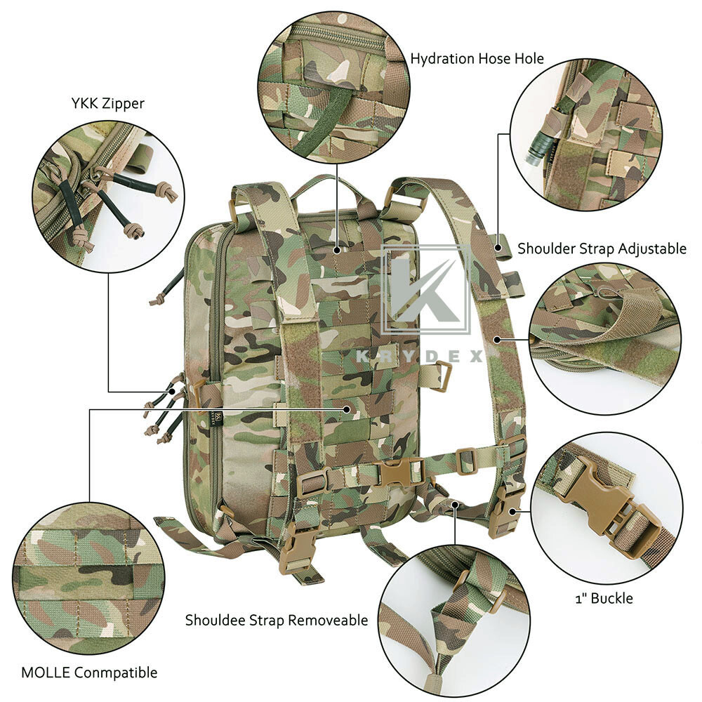 KRYDEX D3CR Chest Rig Harness Mag Pouches & D3 Flatpack Backpack MOLLE Rucksack