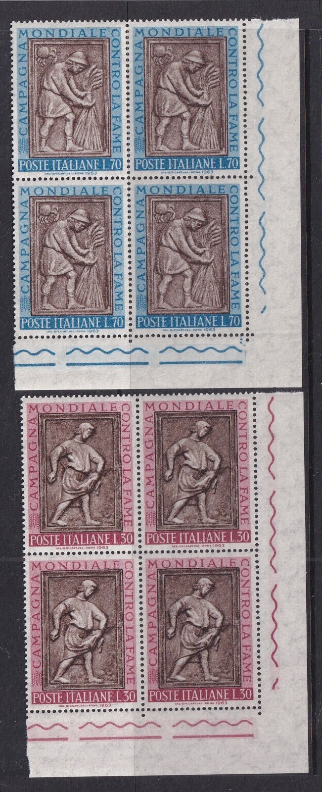 Italy Mint Stamps in Corner Blocks of 4 Sc#871-872 MNH