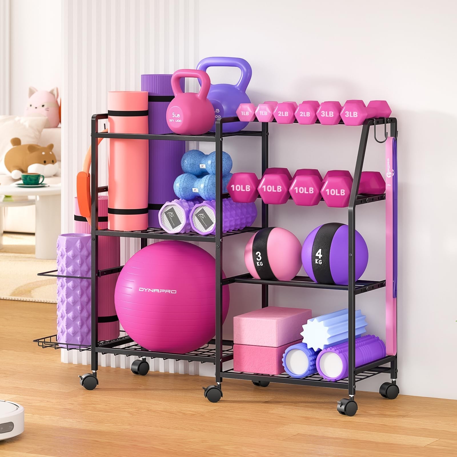 Dumbbell Rack, Weight Rack for Home Gym, Yoga Mat Storage Rack, Exercise Equi...