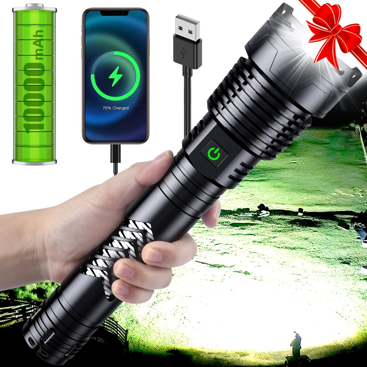 Super Bright LED Flashlight, 1000000 High Lumen Rechargeable Flashl... Fast Ship