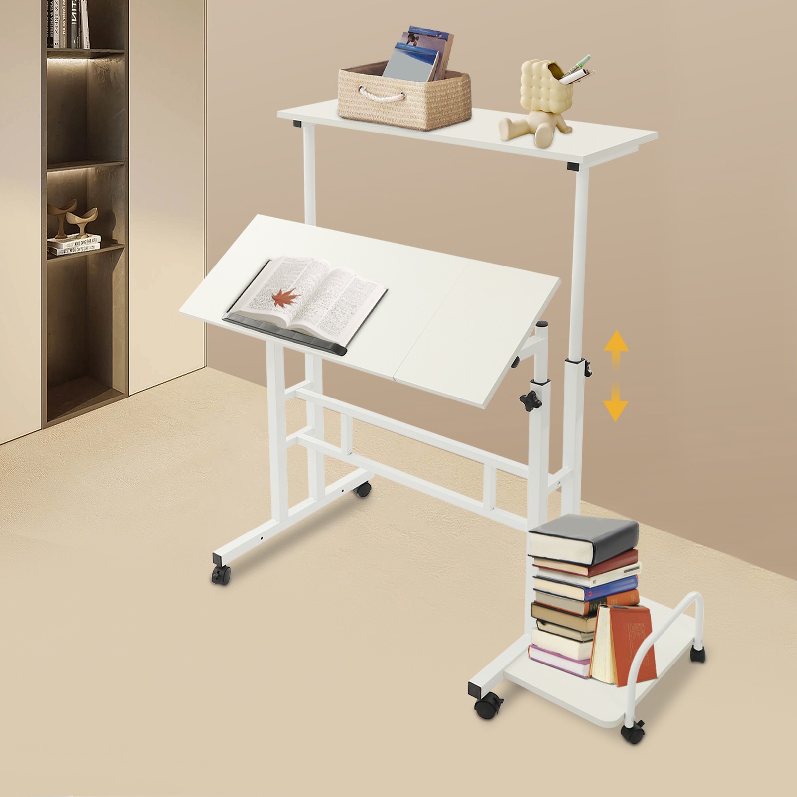 Multi Functional Foldable Desk Modern Adjustable Rolling Laptop Computer Table