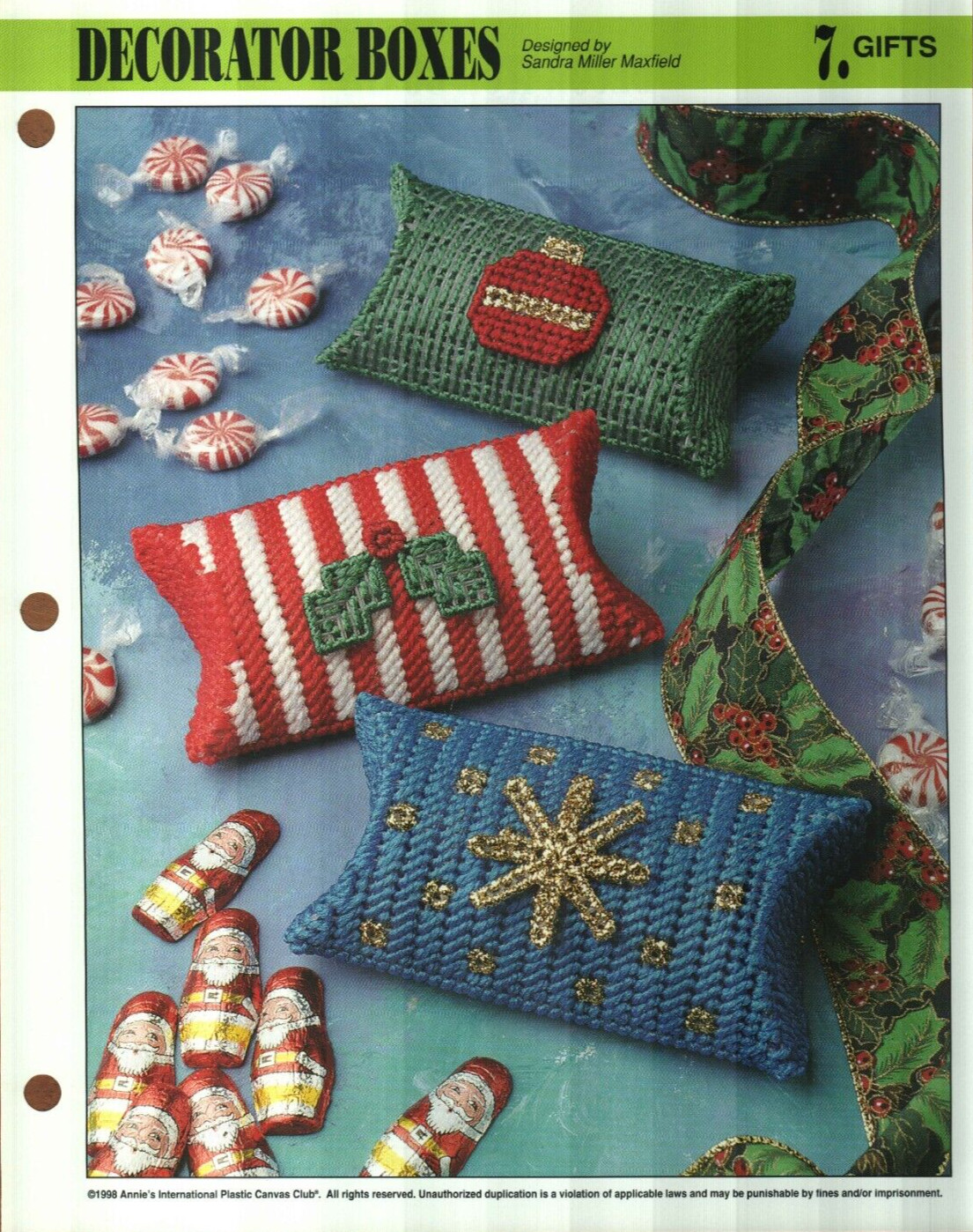 NEW 3 DECORATOR BOXES CHRISTMAS ANNIE'S PLASTIC CANVAS PATTERN INSTRUCTIONS