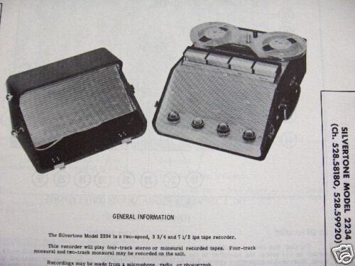SILVERTONE 2234 TAPE RECORDER PHOTOFACT
