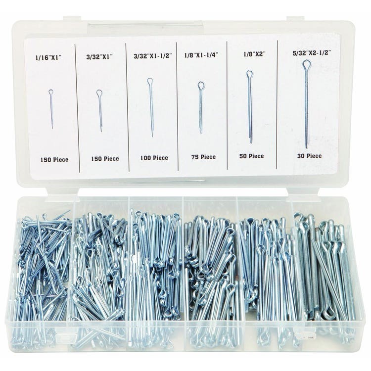 (USA SELLER) 555 Pc. Cotter Pin Assortment Key Hair 555 Piece Shop Set 6 Sizes