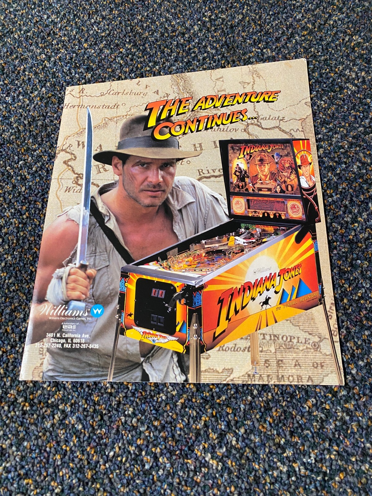 1993 WILLIAMS INDIANA JONES FACTORY ORIGINAL 4 PAGE PROMO FLYER UNCIRCULATED