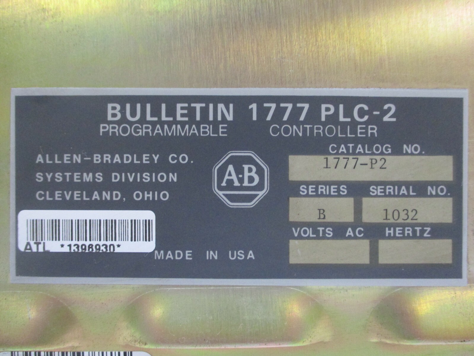 Allen Bradley 1777-P2 1777 PLC-2 Programmable Controller Power Supply 1772P2 AB