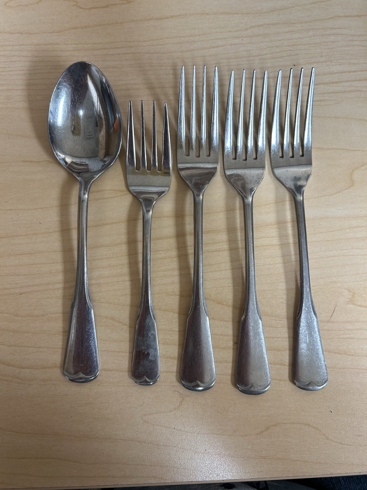 5 x Stainless Steel Japan Dinner Salad Forks Tablespoon Lot Flatware Unbranded