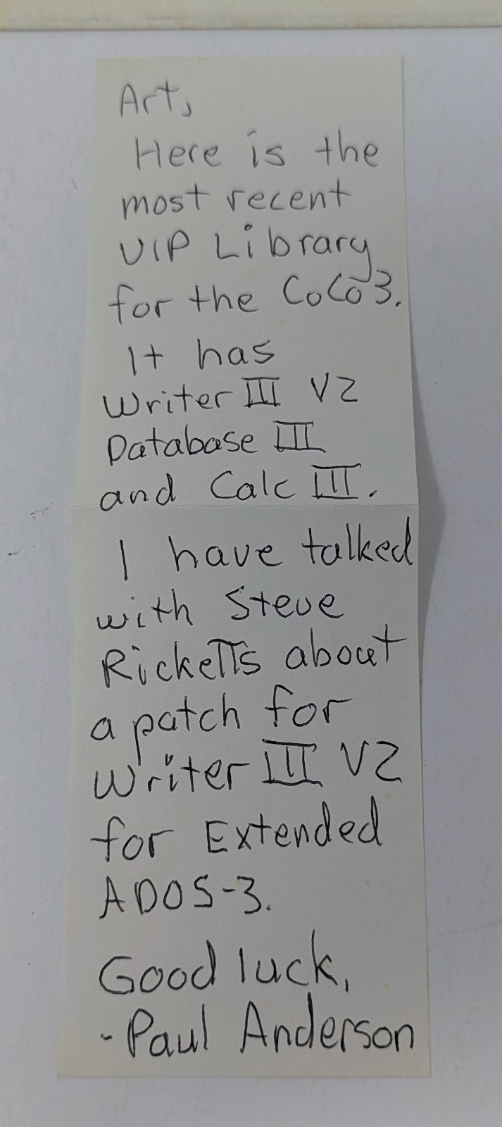 VIP Integrated Library - TRS-80 Tandy CoCo - w/ Manual & Note From Paul Anderson