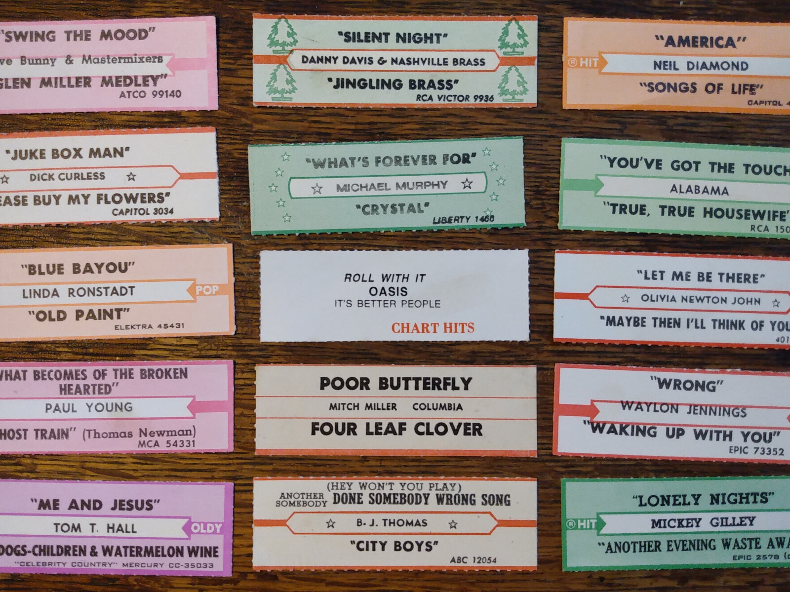Jukebox Strip: OASIS Roll with It 1995 CHART HITS Creation SIngle CRE 212 Label