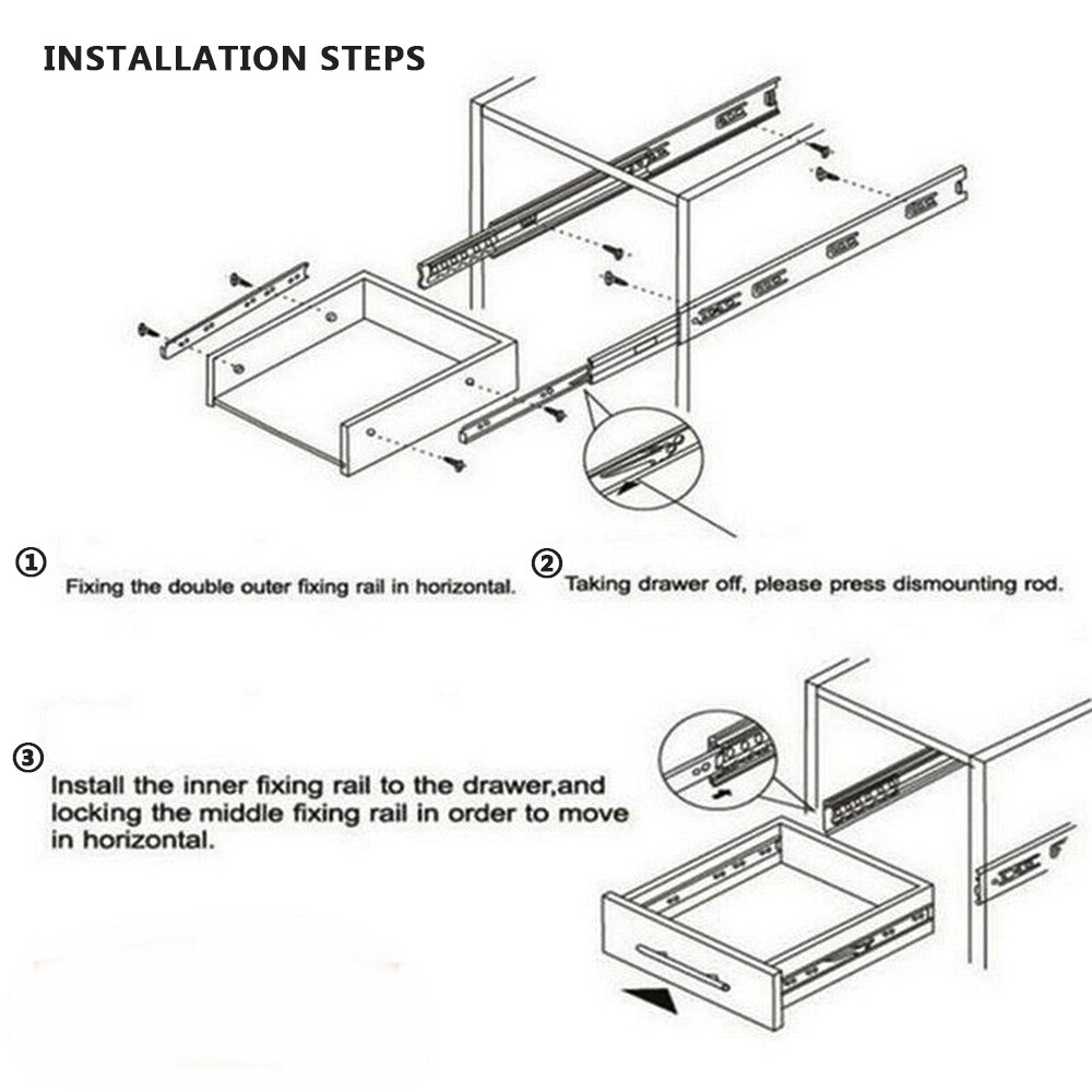 5 Pair Heavy Duty Drawer Slides Rail Full Extension Ball Bearing w/ Lock 14"-24"