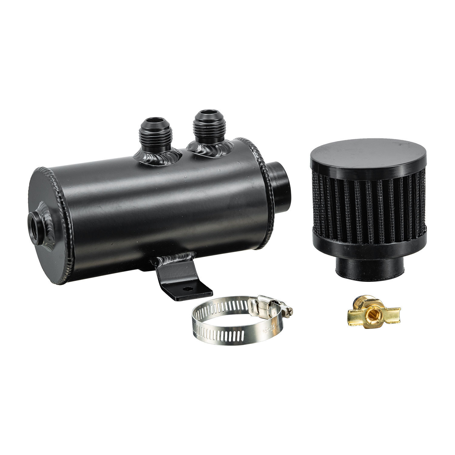 Black 750ml 10AN Oil Catch Can Reservoir Tank  Breather Filter Baffled  Kit