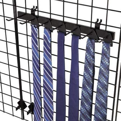 Set of 4 Wire Grid Belt Tie Racks Hangers Necktie 7 Hooks Black Space-Saving