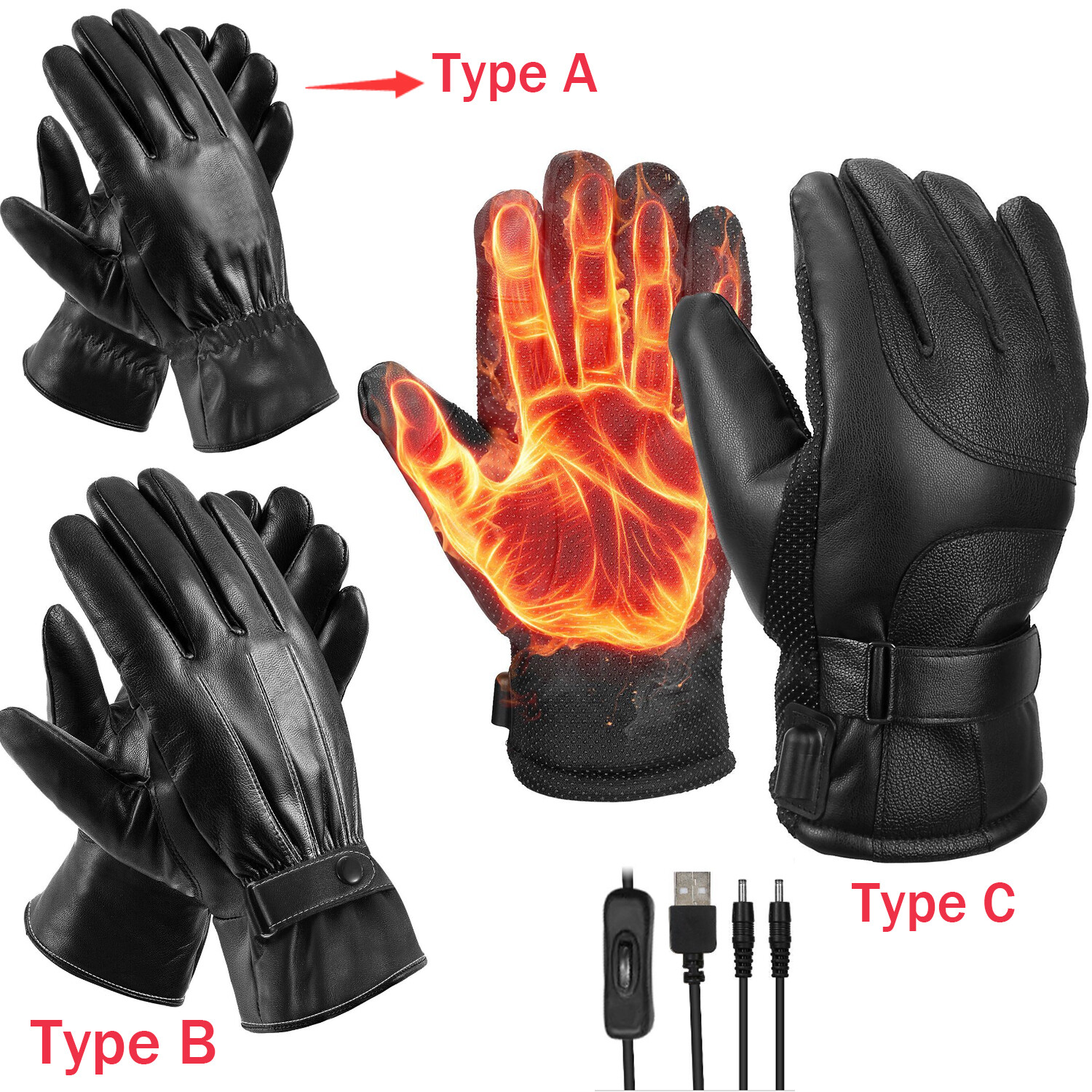 Men's Leather Gloves  Driving Fashion Motorcycle Winter Warm Touch Screen US