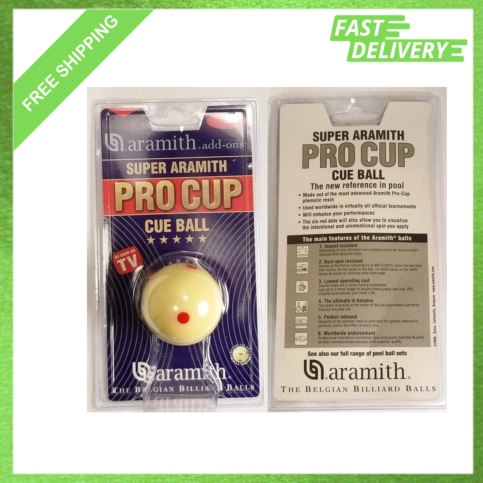 2-1/4 Inch Regulation Billiard Pool Cue Ball with Red Dot Pattern for Practice