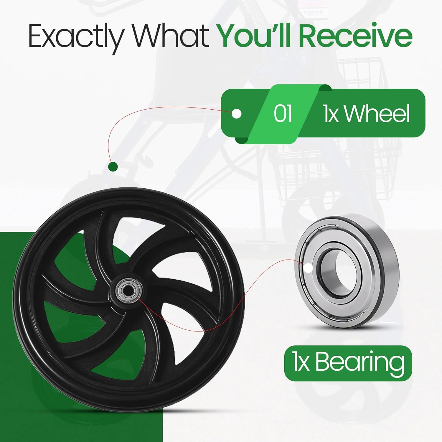 Walker Rollator Replacement Wheel – 7.5" Rear Wheel for Rollators – Choose Singl
