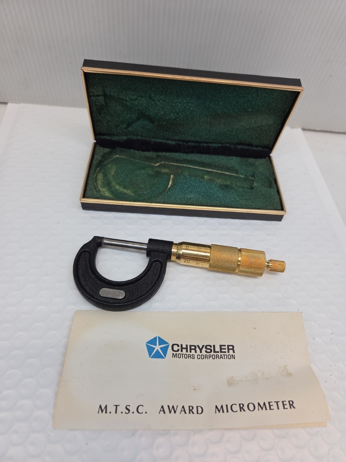 Vintage Chrysler M.T.S.C. Award Micrometer Tool Made in USA with Box