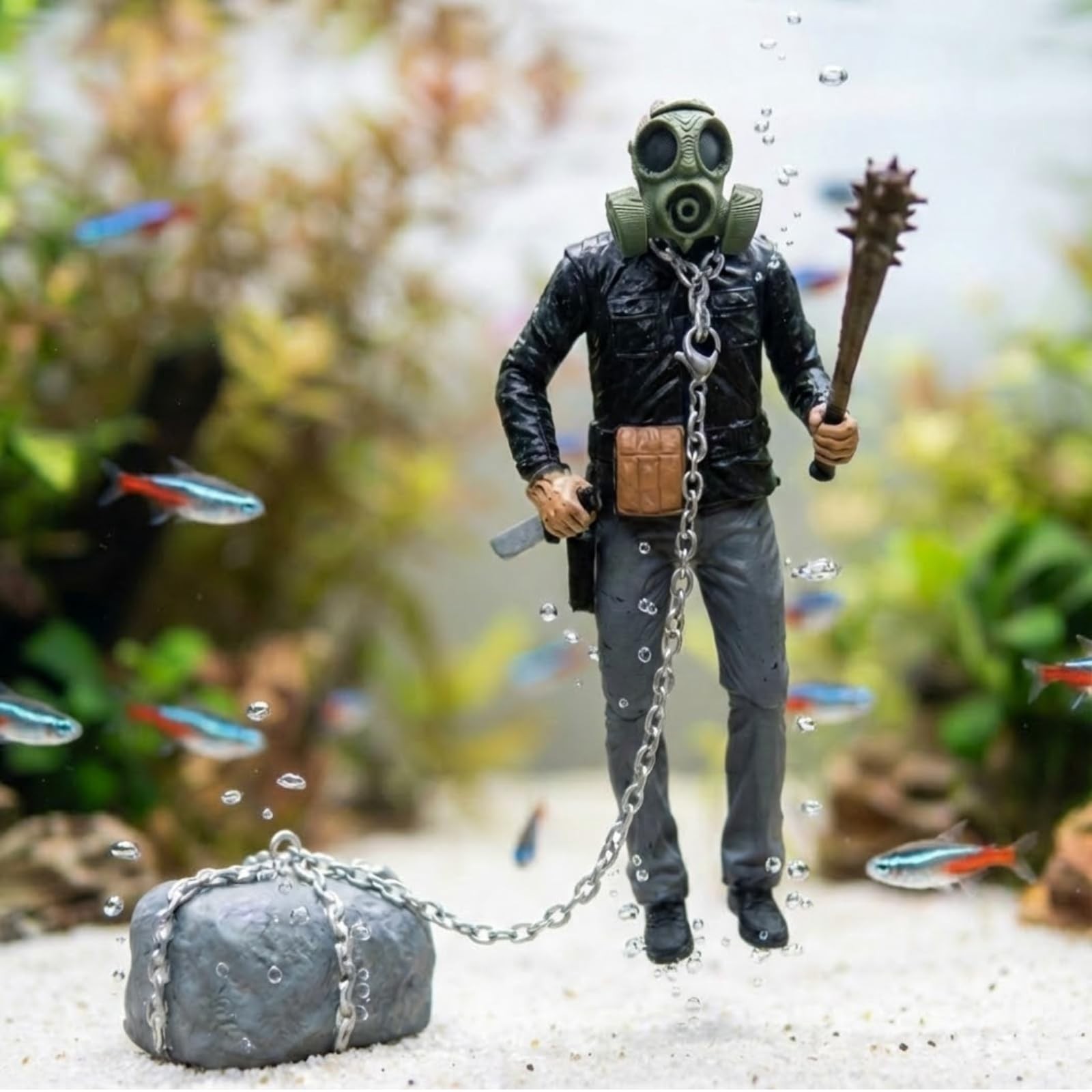 Floating Fish Tank Decoration- Chained Killer of The Deep, Survival Horror Ac...