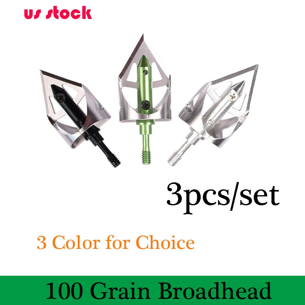 100Gr Broadheads 360° Hunting Archery Crossbow Bow Screw Arrow Points 3Pcs/Pack