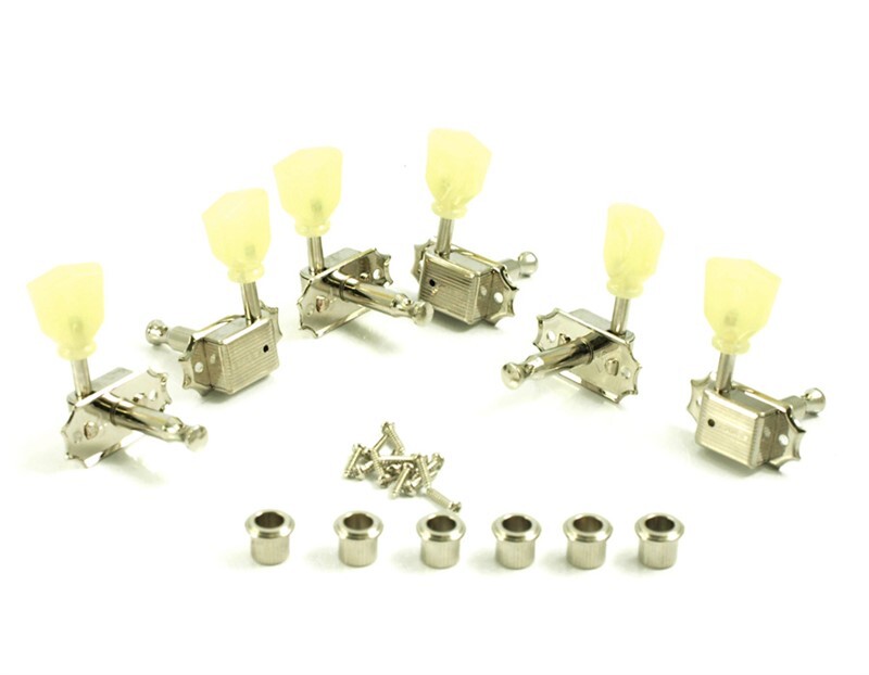 NEW - Kluson 3x3 Tuning Keys, Single Line, Plastic Buttons, NICKEL, #KD-3-NPK