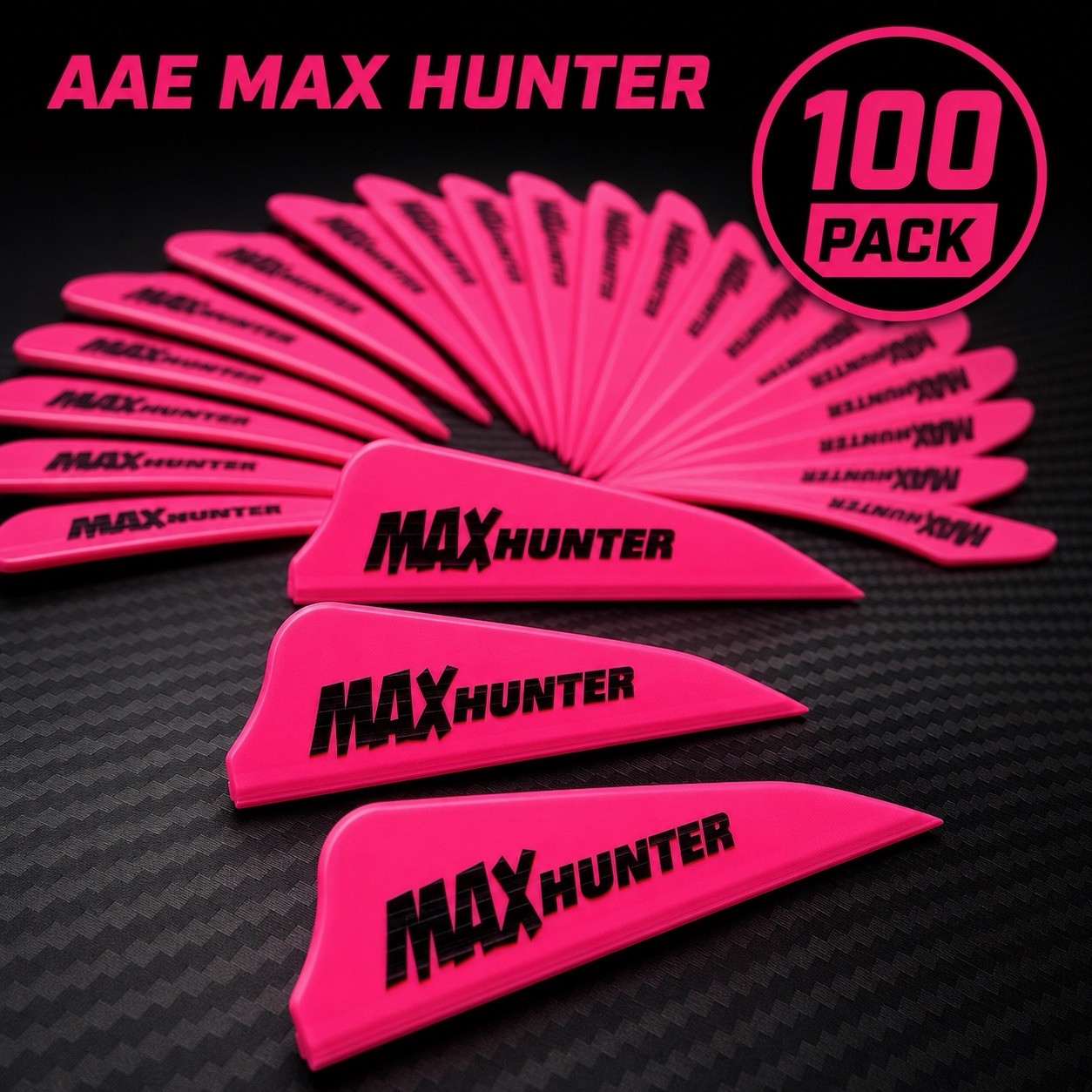 AAE Max Hunter Arrow Vanes Hot Pink 2.1” High Profile Archery - 100 Pack
