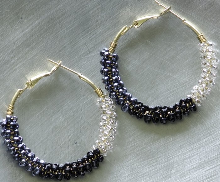 OTM Fashion Jewelry BRASS GOLDTONE EARRINGS WITH BEAD COVERING Retired Last Pair
