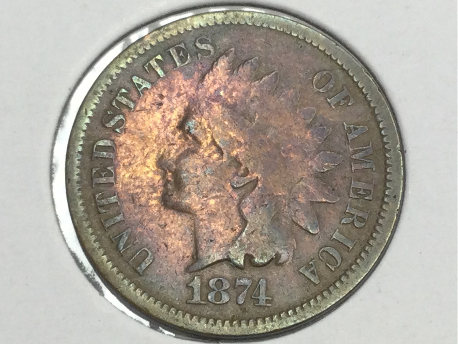 1874 Indian Cent in good/very good