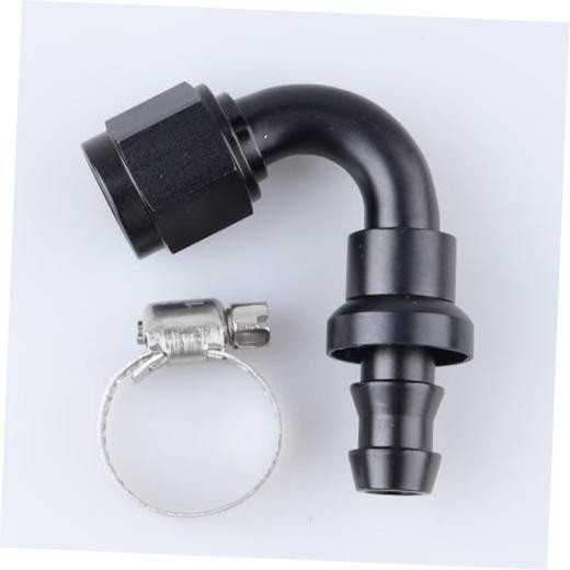 -6 AN 120 Degree Push On Lock Hose End Fitting Aluminum 6AN 120 Degree - Black