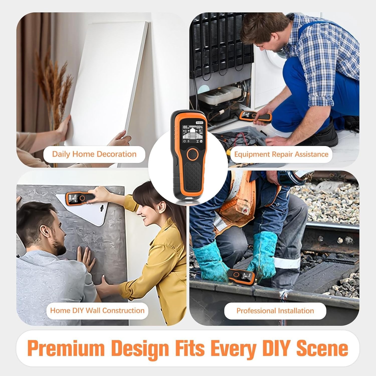 Charcoal Precision Stud Locator – 6 in 1 Multifunction upgraded Automatic detect