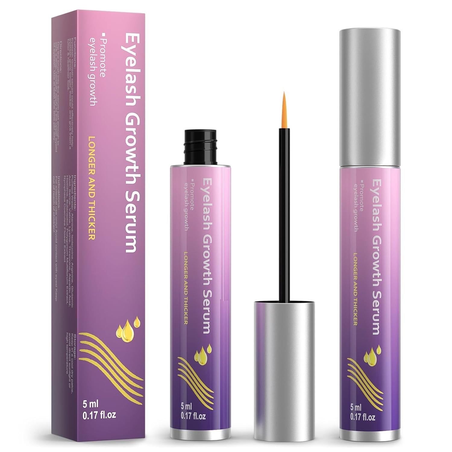 Lash Serum: Eyelash Growth Serum Gentle Natural Vegan Enhancing Treatment Nouris