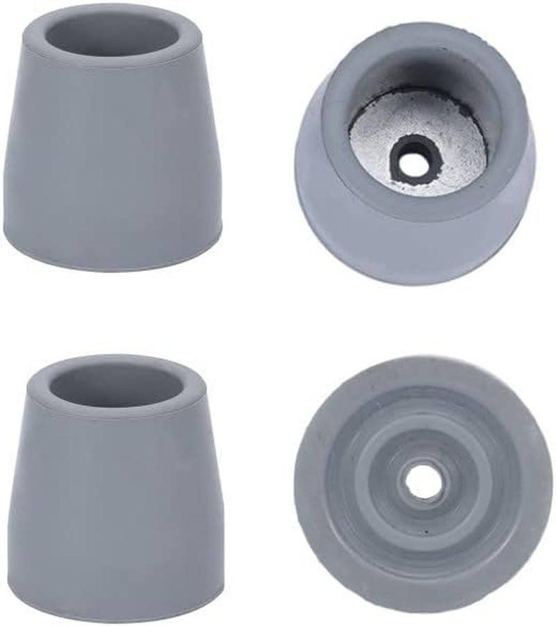 Rubber Walker Tips 1 Inch Heavy Duty, Gray, Pack of 4, Replacement Tips for Walk