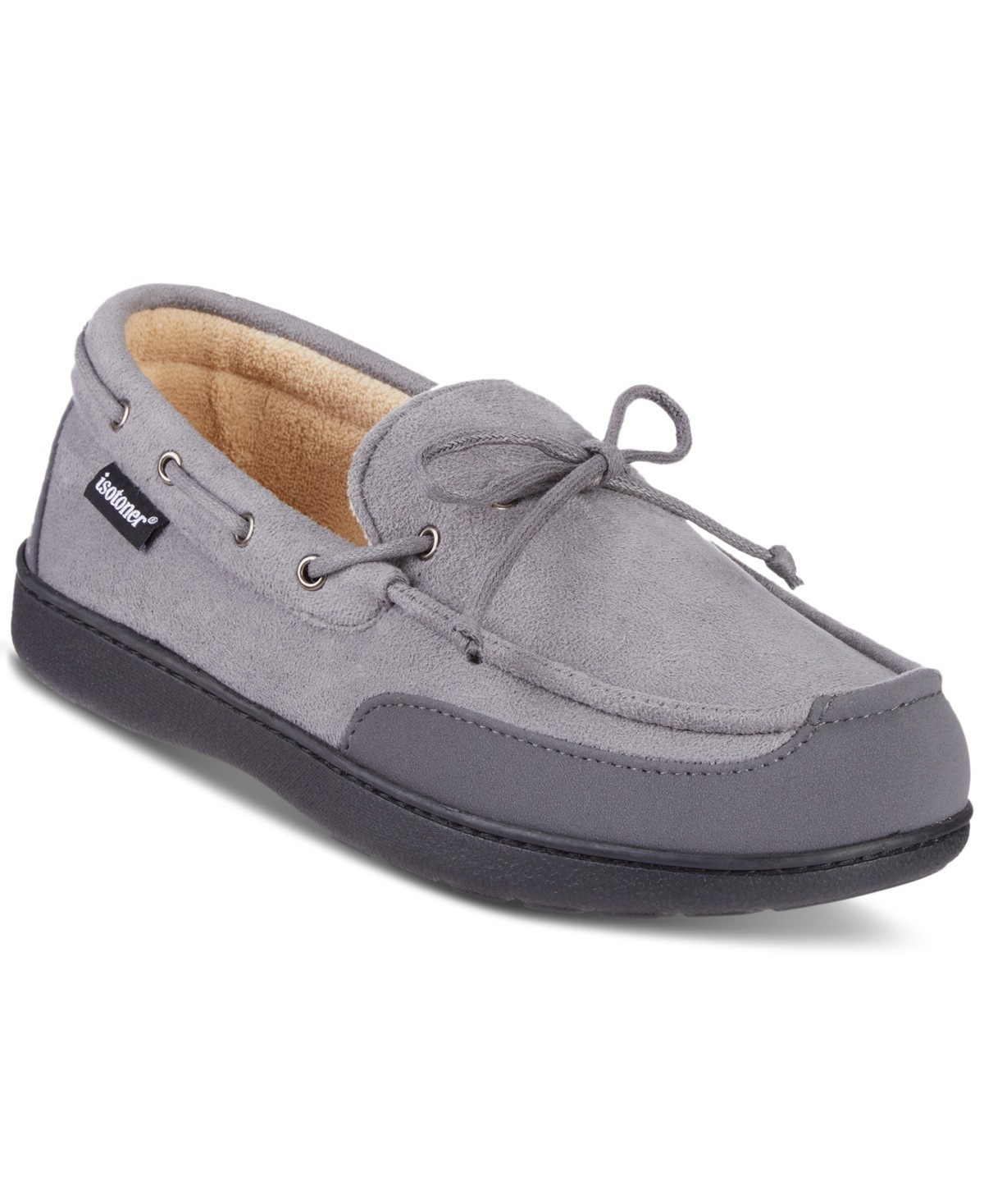 Isotoner Men’s Ash moccasin slippers with memory foam XXL 13-14