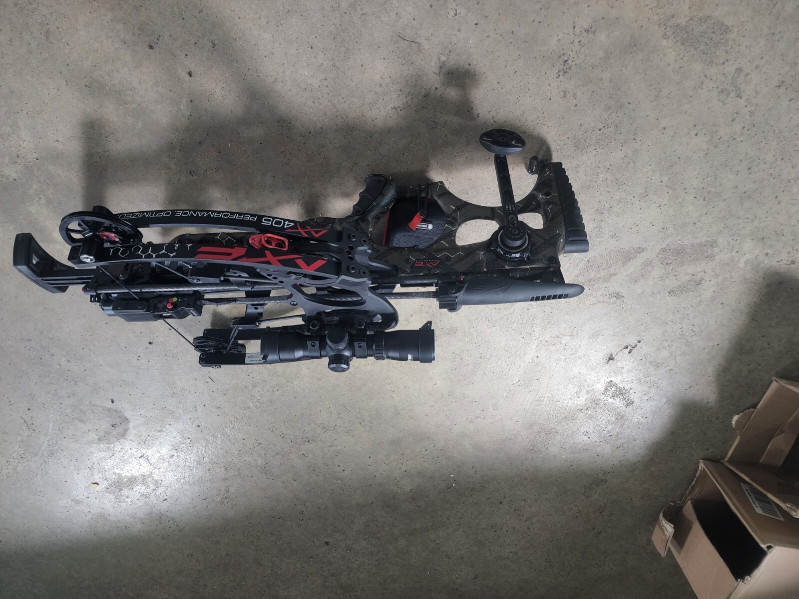 AXE 405 AX405 Crossbow with Multi-Range Reticle Scope and 3 Bolts - Camo 