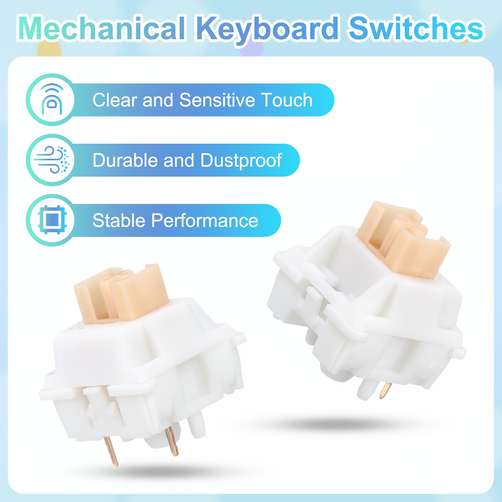 36pcs Yellow Keyboard Switches 5-Pin 50gf Linear Keyboard Switch Replacement