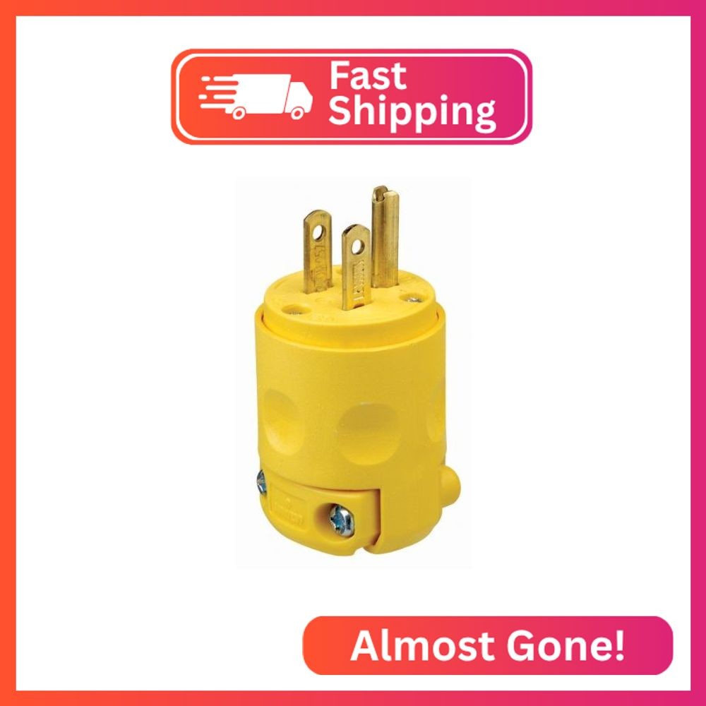 Leviton 15 Amp, 125 Volt, Grounding Plug, 515PV, Yellow