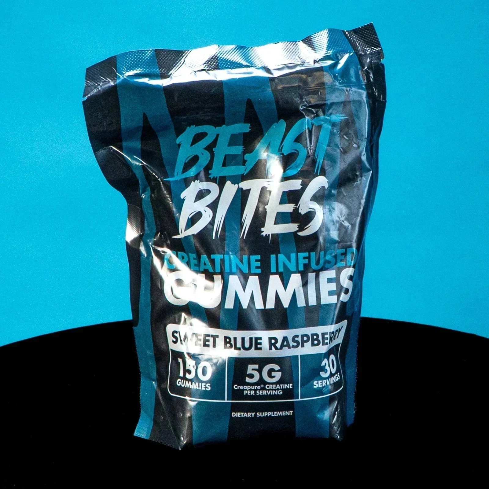 Creatine Infused Gummies by Beast Bites – Blue Raspberry (150 Servings)