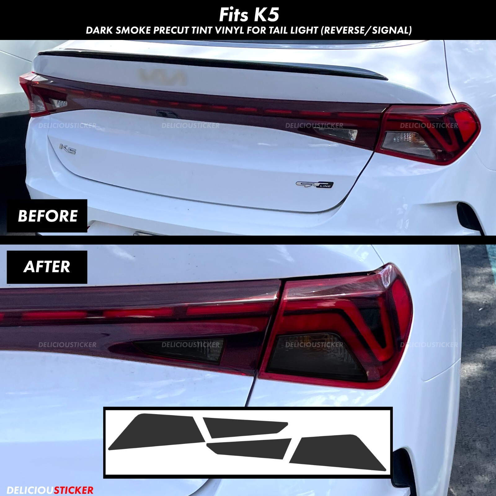 For Kia K5 2021-2024 Smoke Tail Light Rear Reverse Overlays Tint Precut Decals
