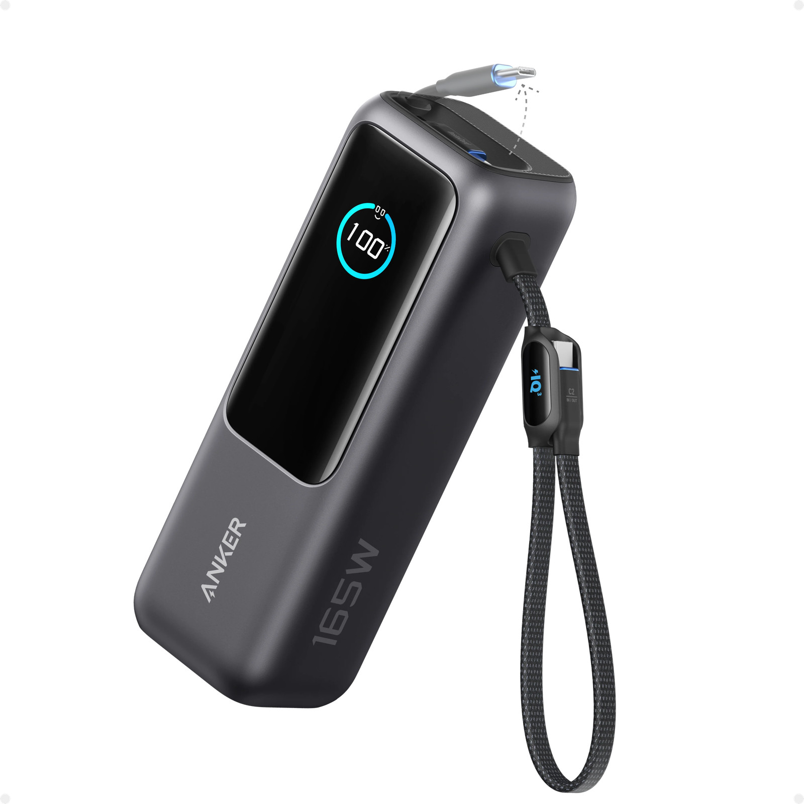 Anker Laptop Power Bank (25K, 165W, Built-In and Retractable Cables)