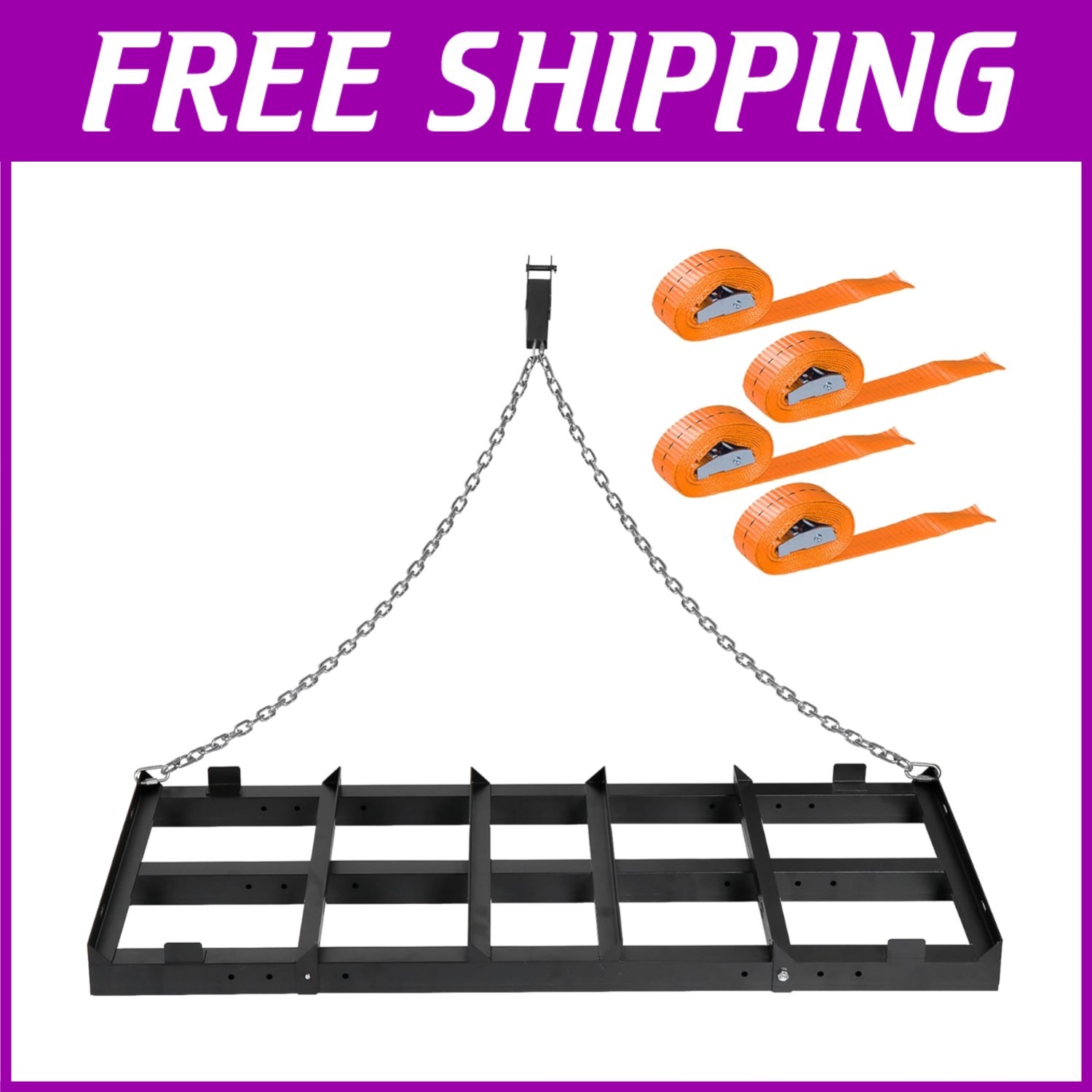 `Heavy-Duty 4 FT Drag Harrow Grader - Tow-Behind Lawn Rake^/`