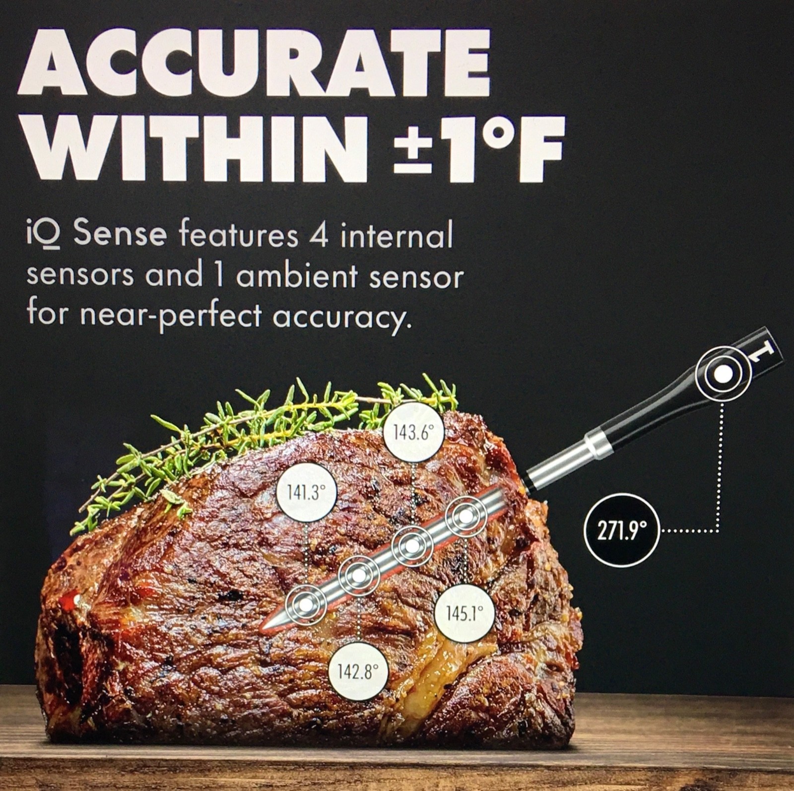 CHEF iQ Sense, Smart Wireless Meat Thermometer, Ultra-Thin Probe, Sealed Box!