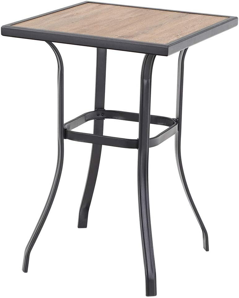 Patio Bistro Bar Height Table Outdoor Square Wood-Like Dining Table Heavy Duty