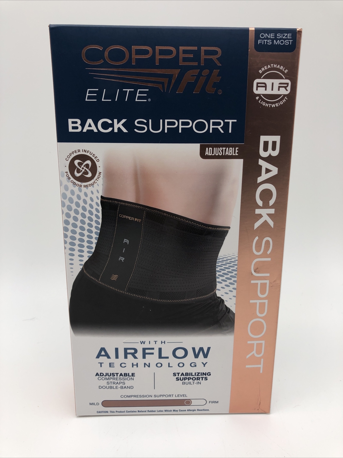 NOB Copper Fit Elite Back Support AirFlow Back Brace Adjustable DoubleBand
