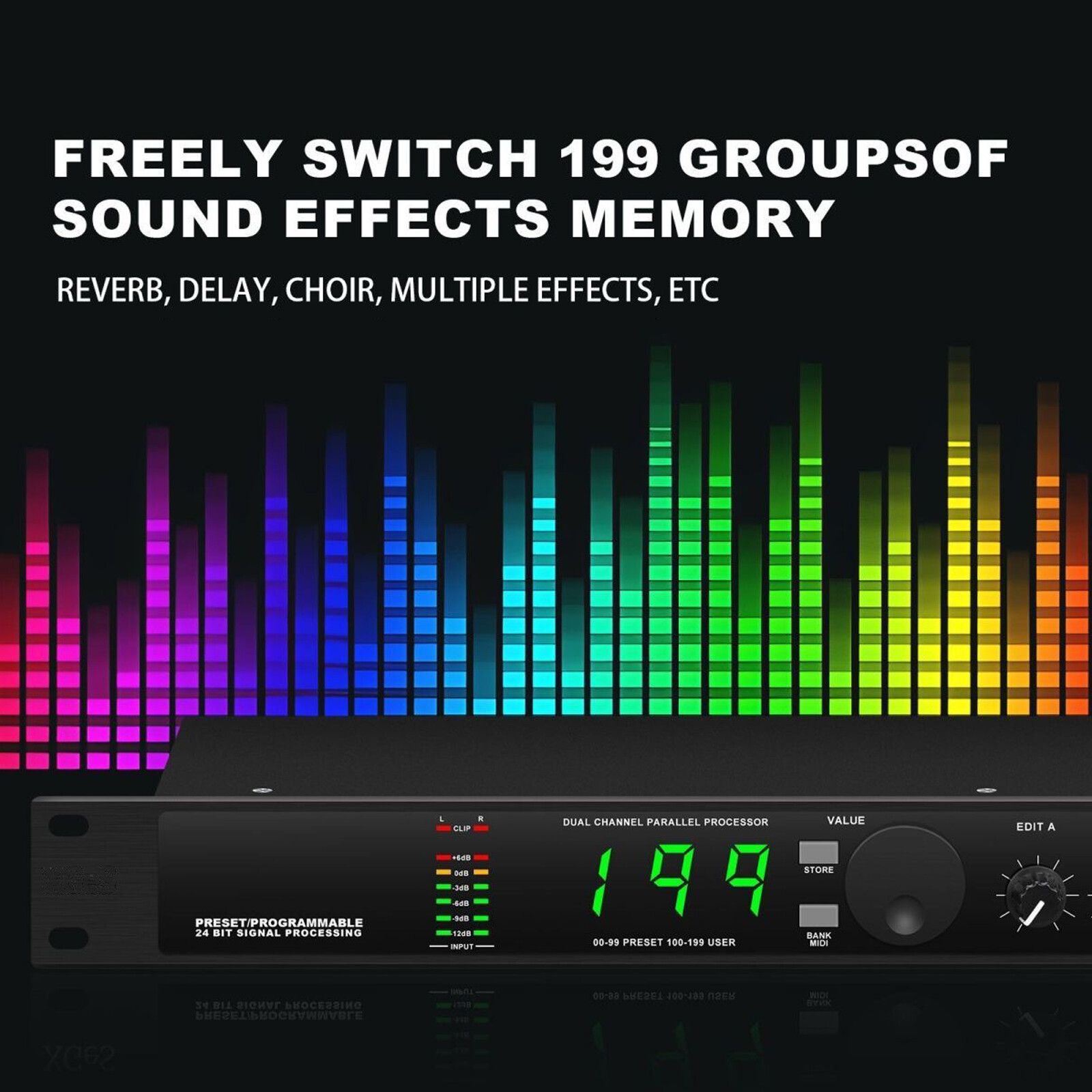 Professional Digital Reverb Multi Effect DSP Audio Processor Equalizer