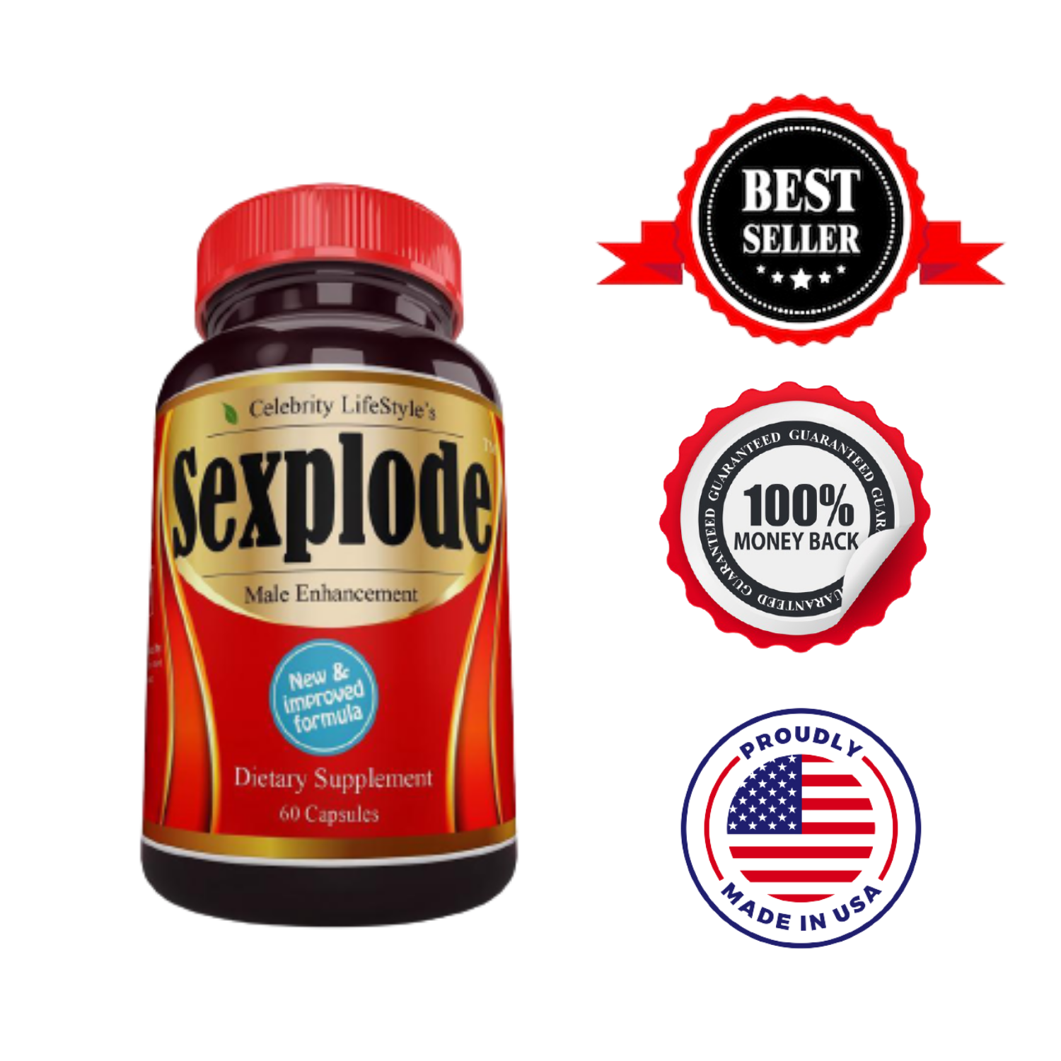 XXXplode for Men Male Enhancement, Testosterone Booster, Energy, Stamina - 60C
