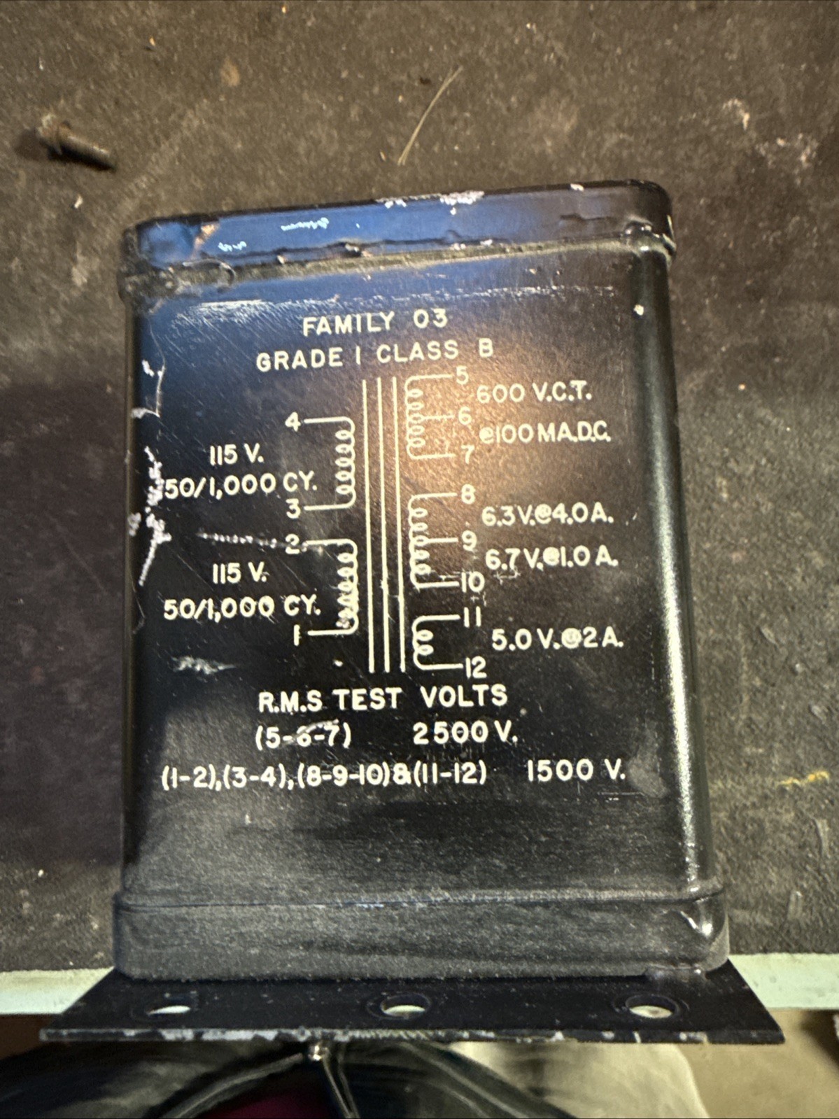 Vintage Jefferson Electric Filament Transformer 218252