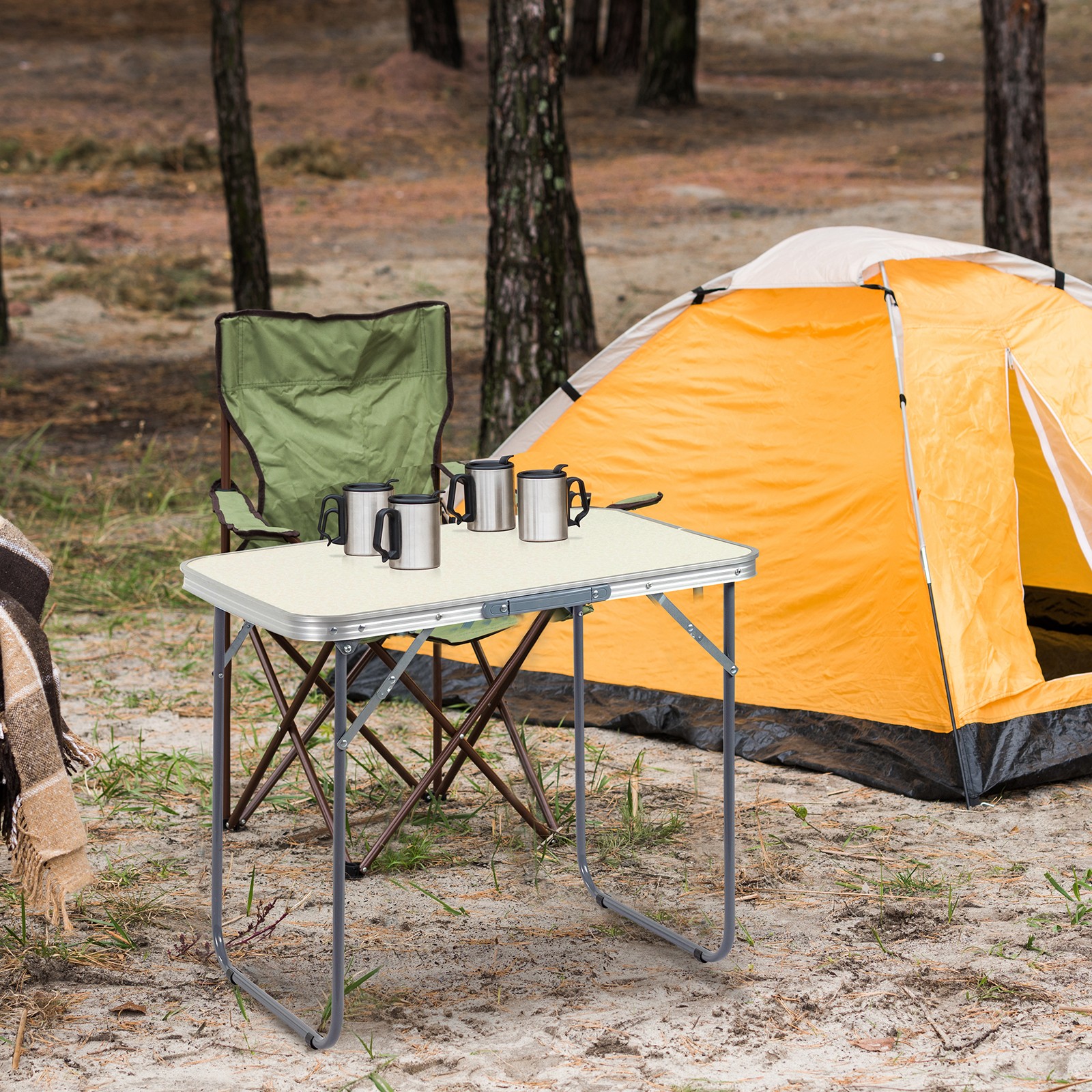 LEADZM 3ft Silver Outdoor Folding Table Aluminium
