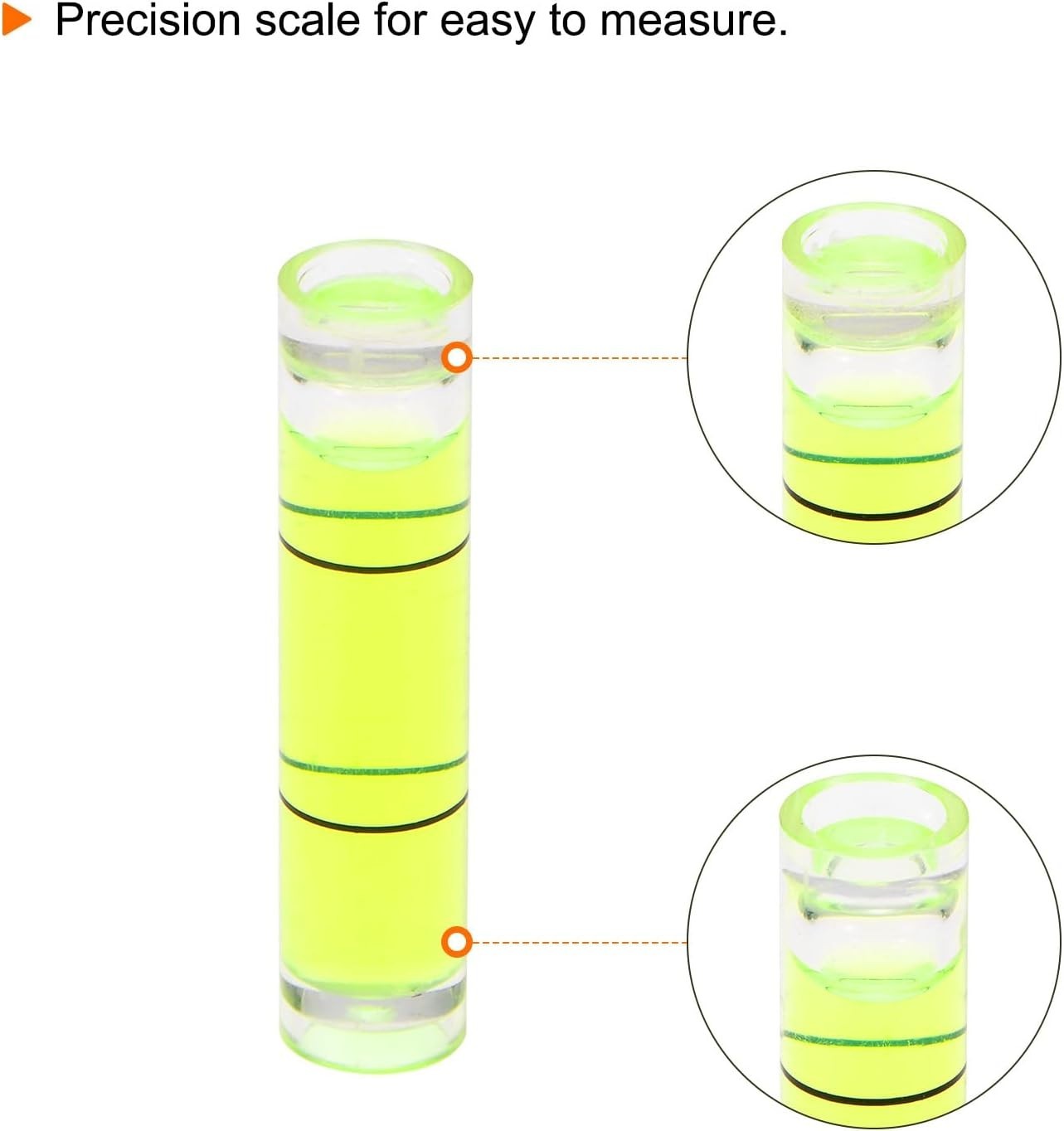 6pcs Small Cylindrical Bubble Level Vials 8x35mm PMMA Mini Horizontal Bubble ...