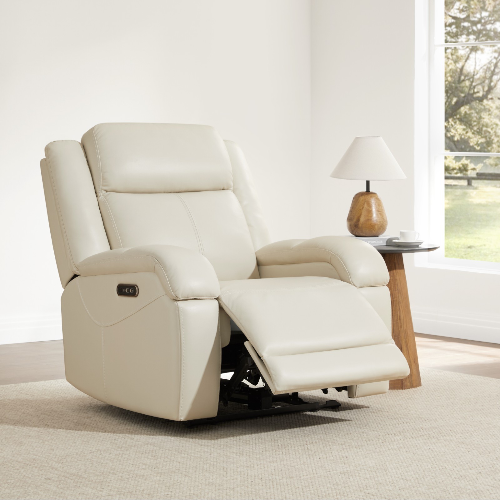 CHITA Genuine Leather Recliner Sofa Wall Hugger Reclining Sofa w/Storage Console