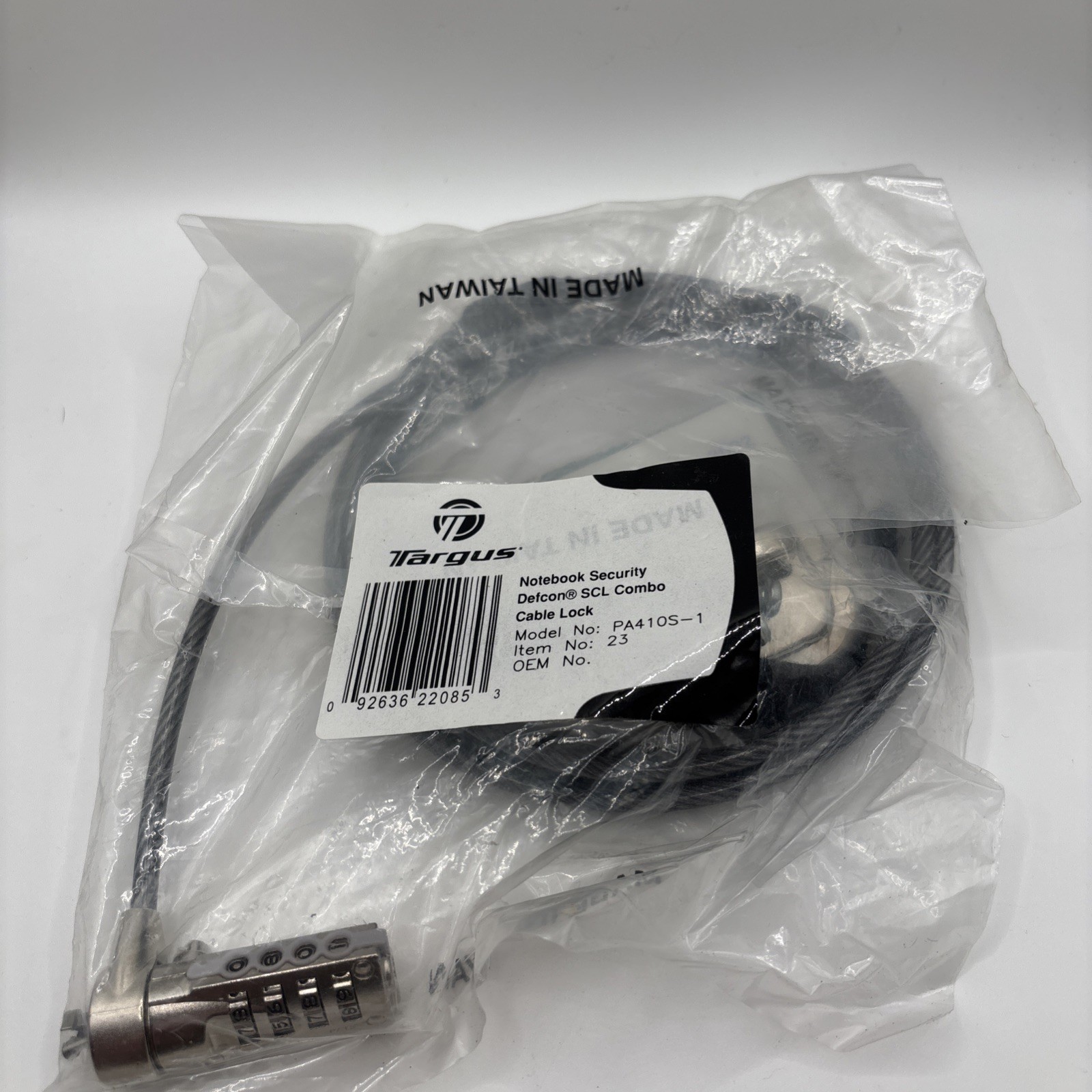 Targus PA410S-1 DEFCON® SCL (Serialized Cable Lock) Single Pack Lock *SEALED/NEW
